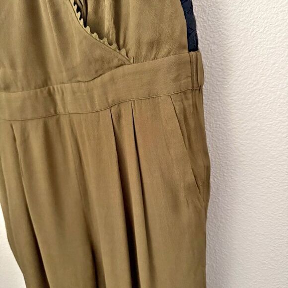 LEIFSDOTTIR x ANTHROPOLOGIE | Sani Lace Jumpsuit Moss Sleeveless Pockets | 14 - Picture 10 of 12